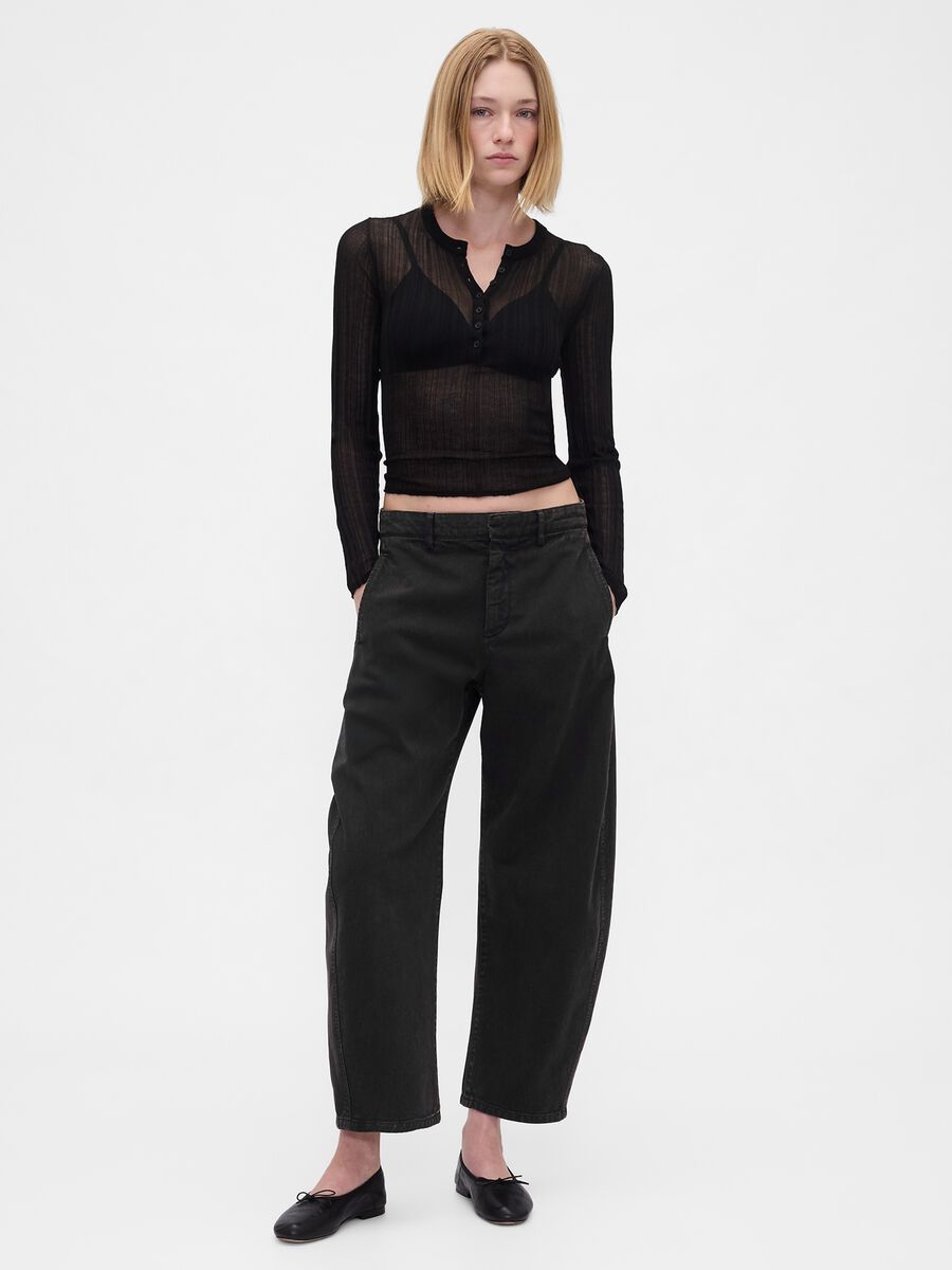 Pantaloni neri ampi in cotone_0