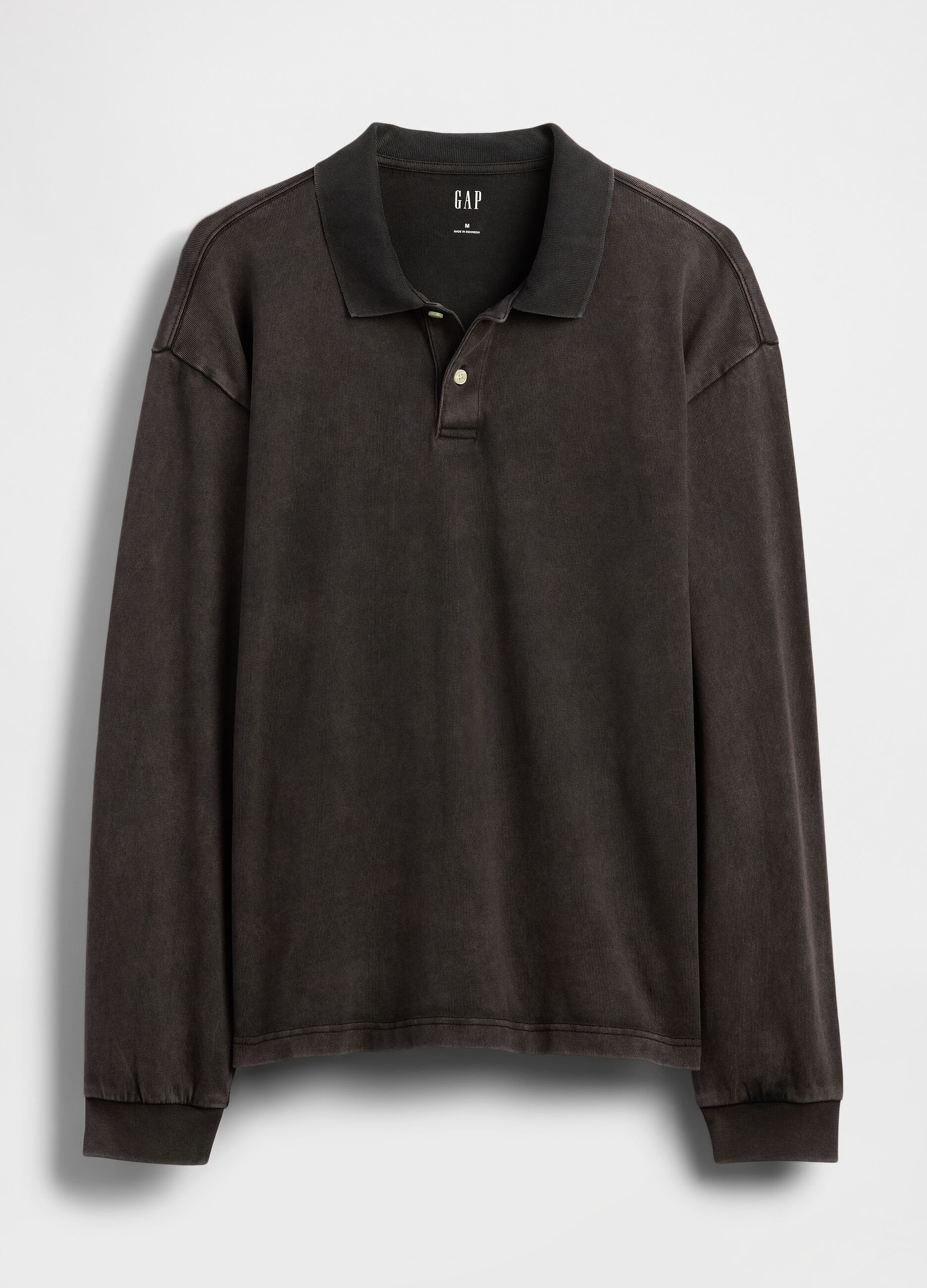 Brown long-sleeve cotton polo