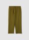 Green Linen Blend Regular Fit Trousers_4