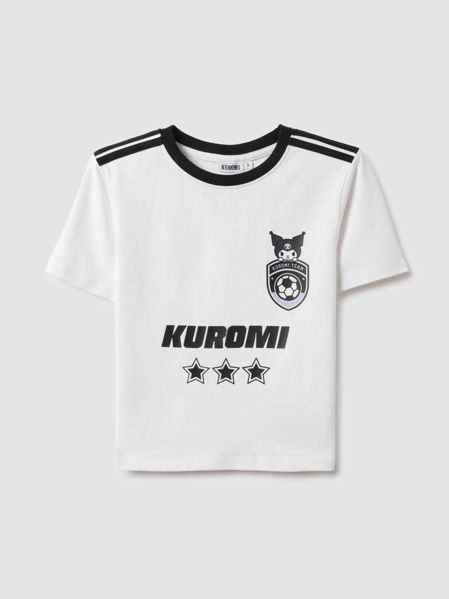 White pure cotton regular fit T-shirt with Kuromi print_4
