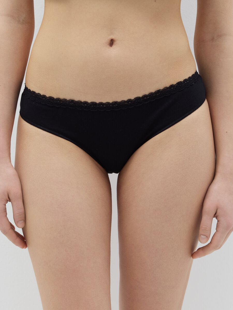Two-pack briefs in stretch cotton with lace_1