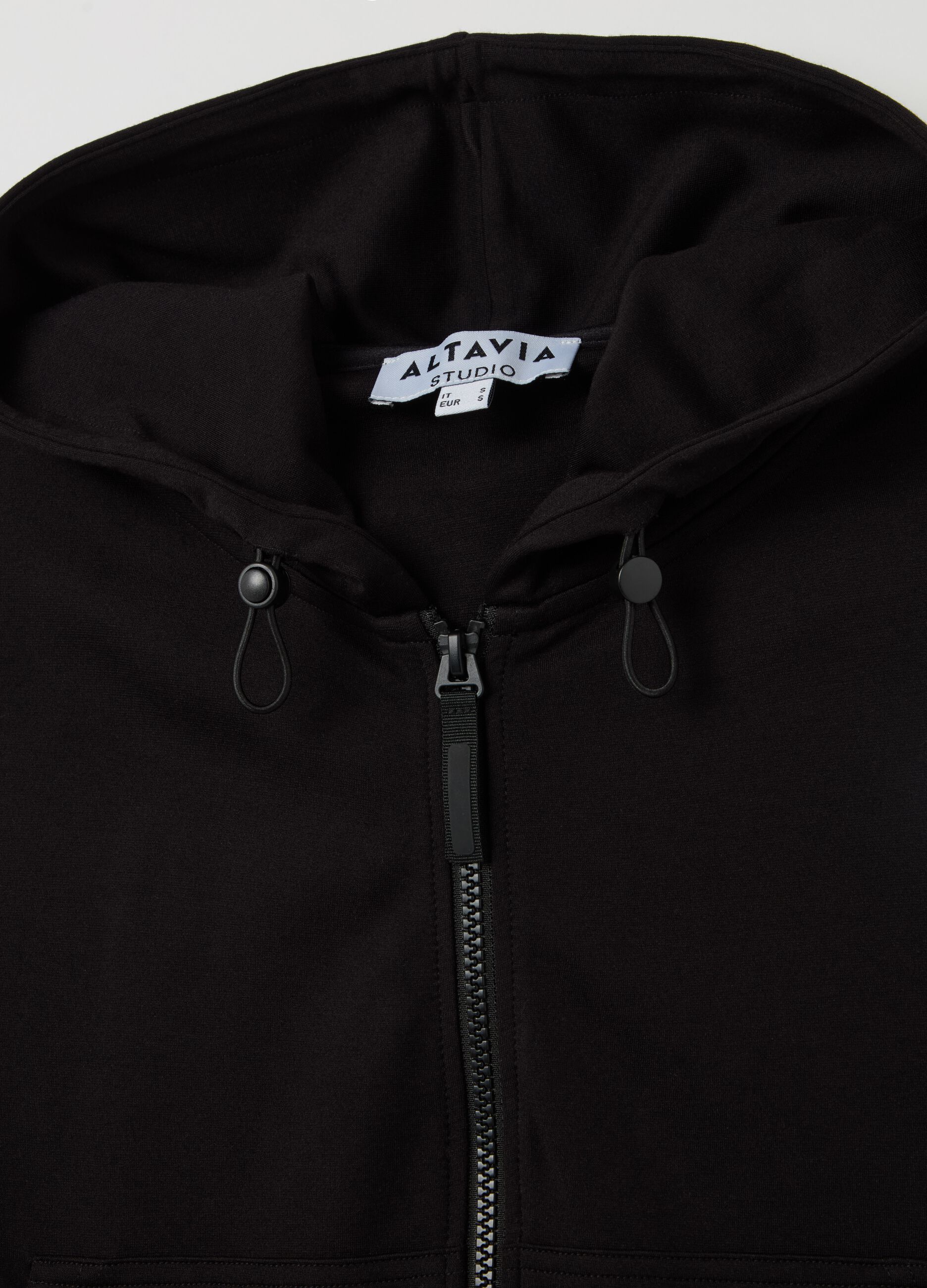 ALTAVIA STUDIO crop full-zip sweatshirt with hood and piping