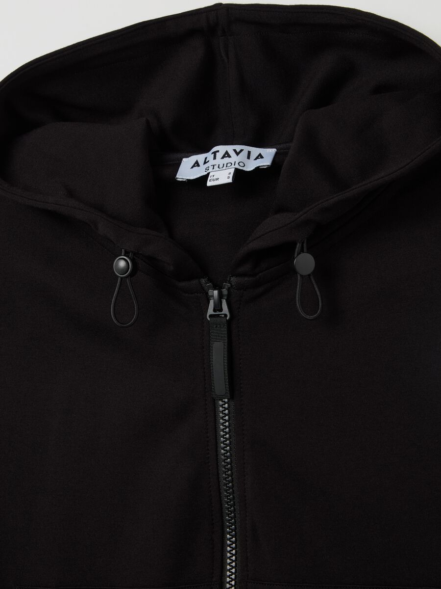 ALTAVIA STUDIO crop full-zip sweatshirt with hood and piping_5