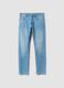 Light blue slim fit stretch cotton denim jeans_4
