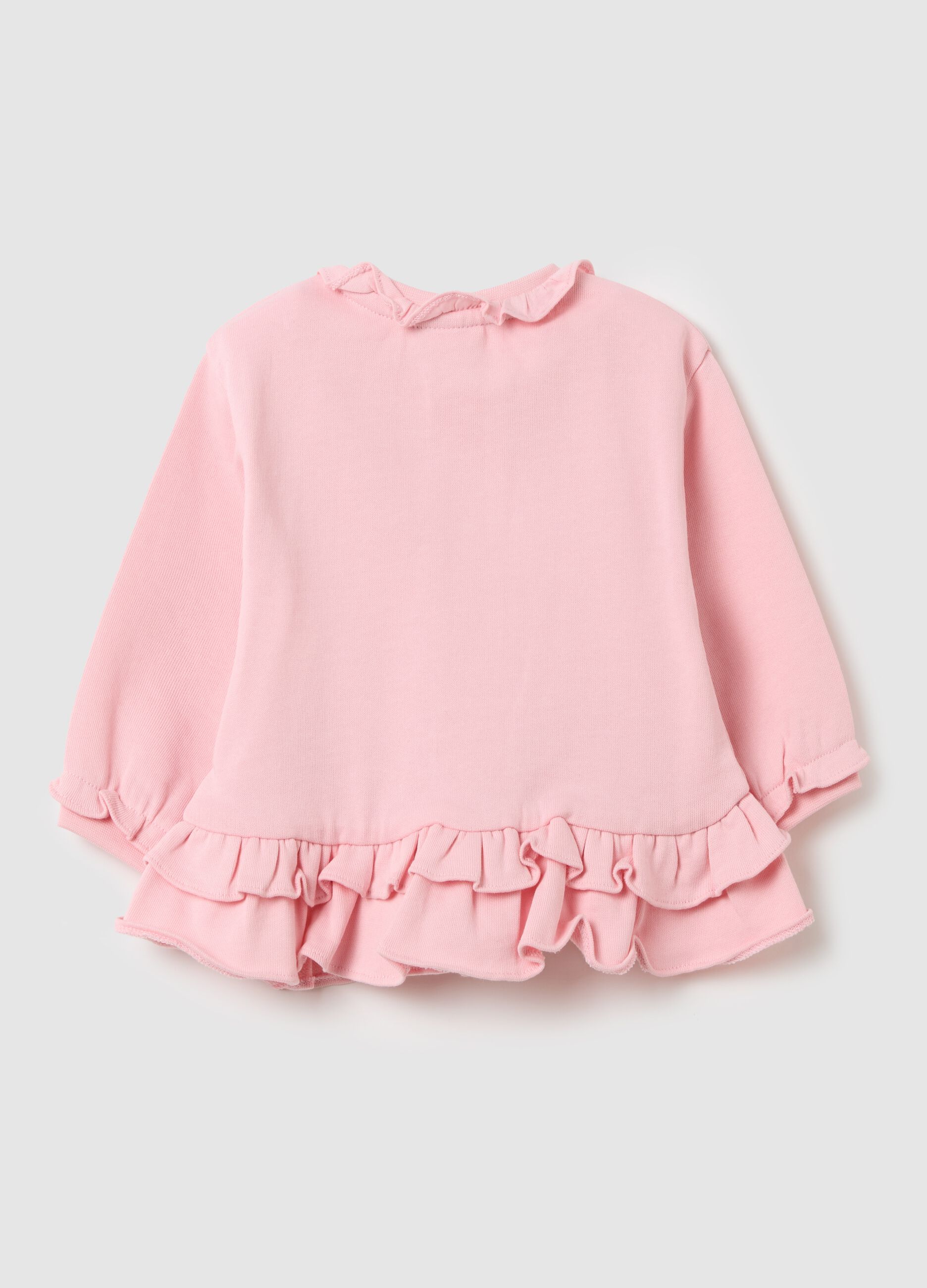 Full-zip in French Terry with embroidered flowers