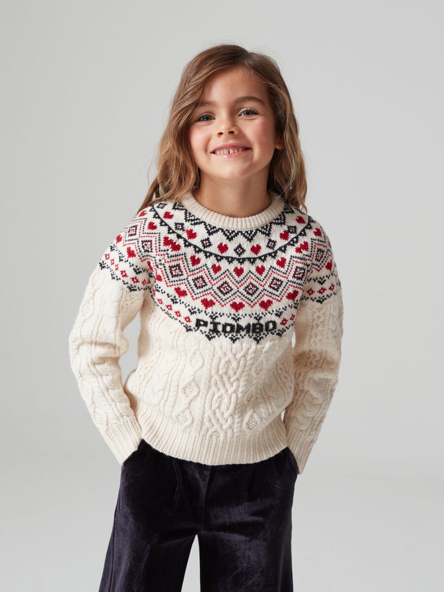 Pullover norvegese con trecce e perline _0