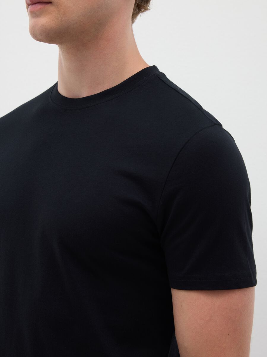 Tripack di t-shirt da uomo in puro cotone nere regular fit_2