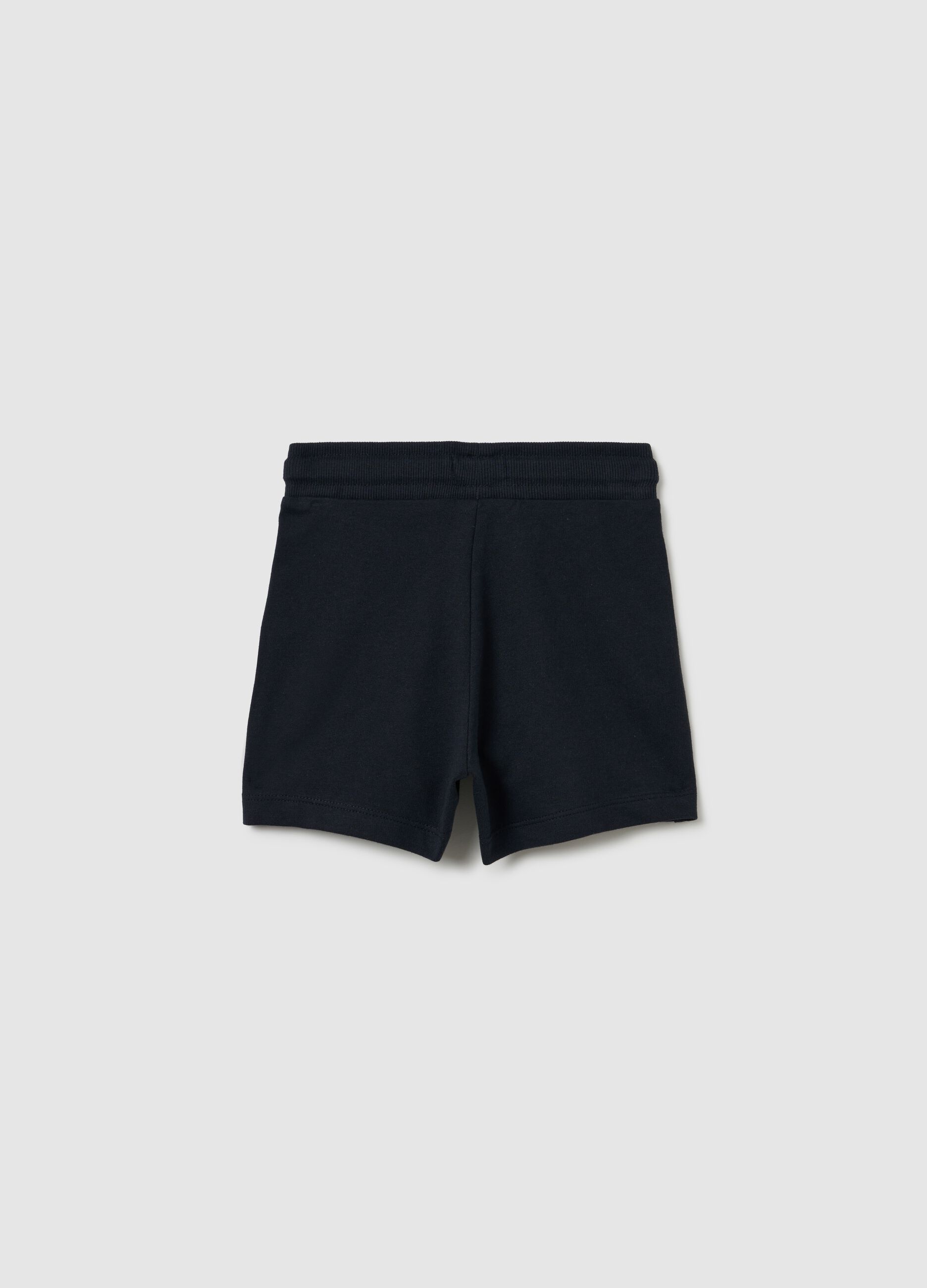 Shorts da bambina in puro cotone nero regular fit