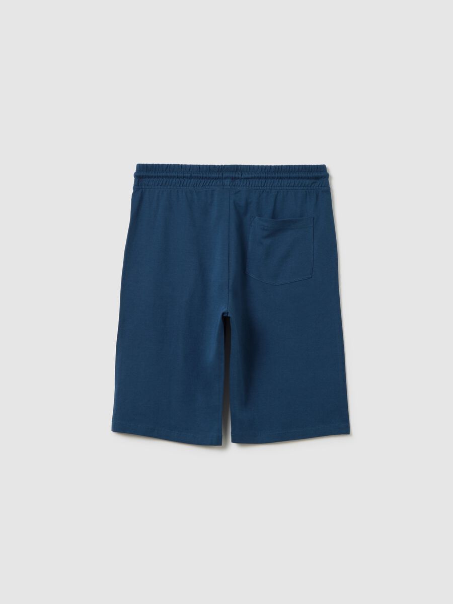 Bermuda da ragazzo in puro cotone blu regular fit_1
