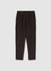 Brown regular fit stretch cotton trousers_4