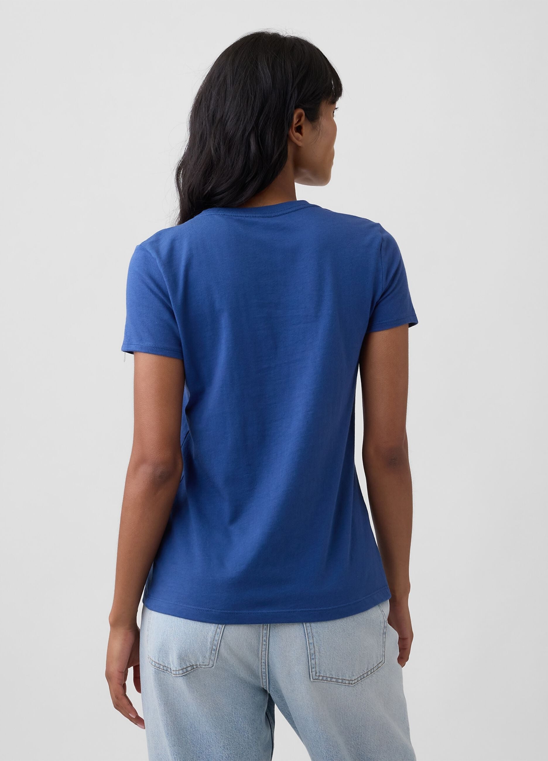 Navy pure cotton T-shirt with floral GAP logo