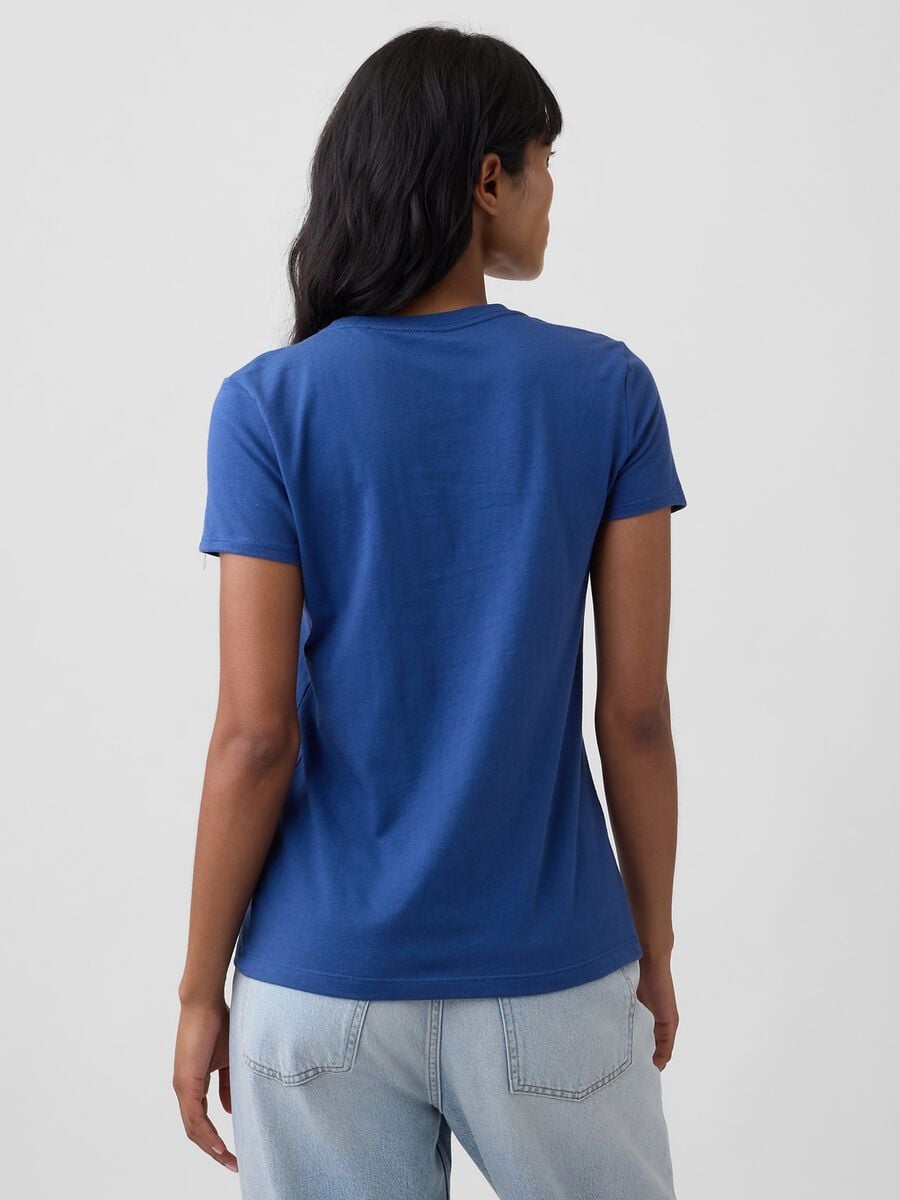 Navy pure cotton T-shirt with floral GAP logo_2