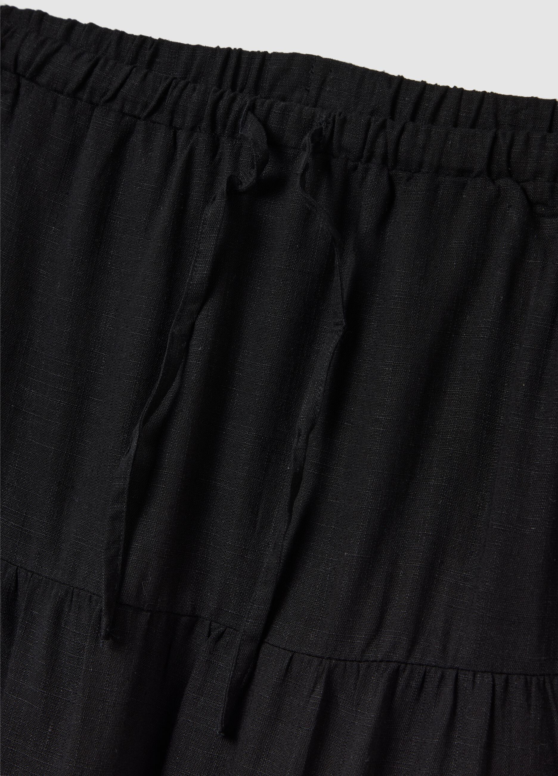 Women's black viscose blend long skirt