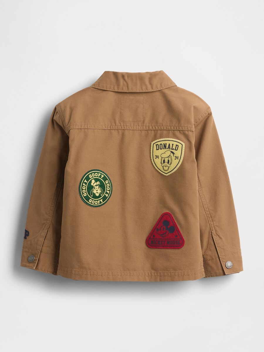 Giacca marrone in cotone con toppe Disney_1
