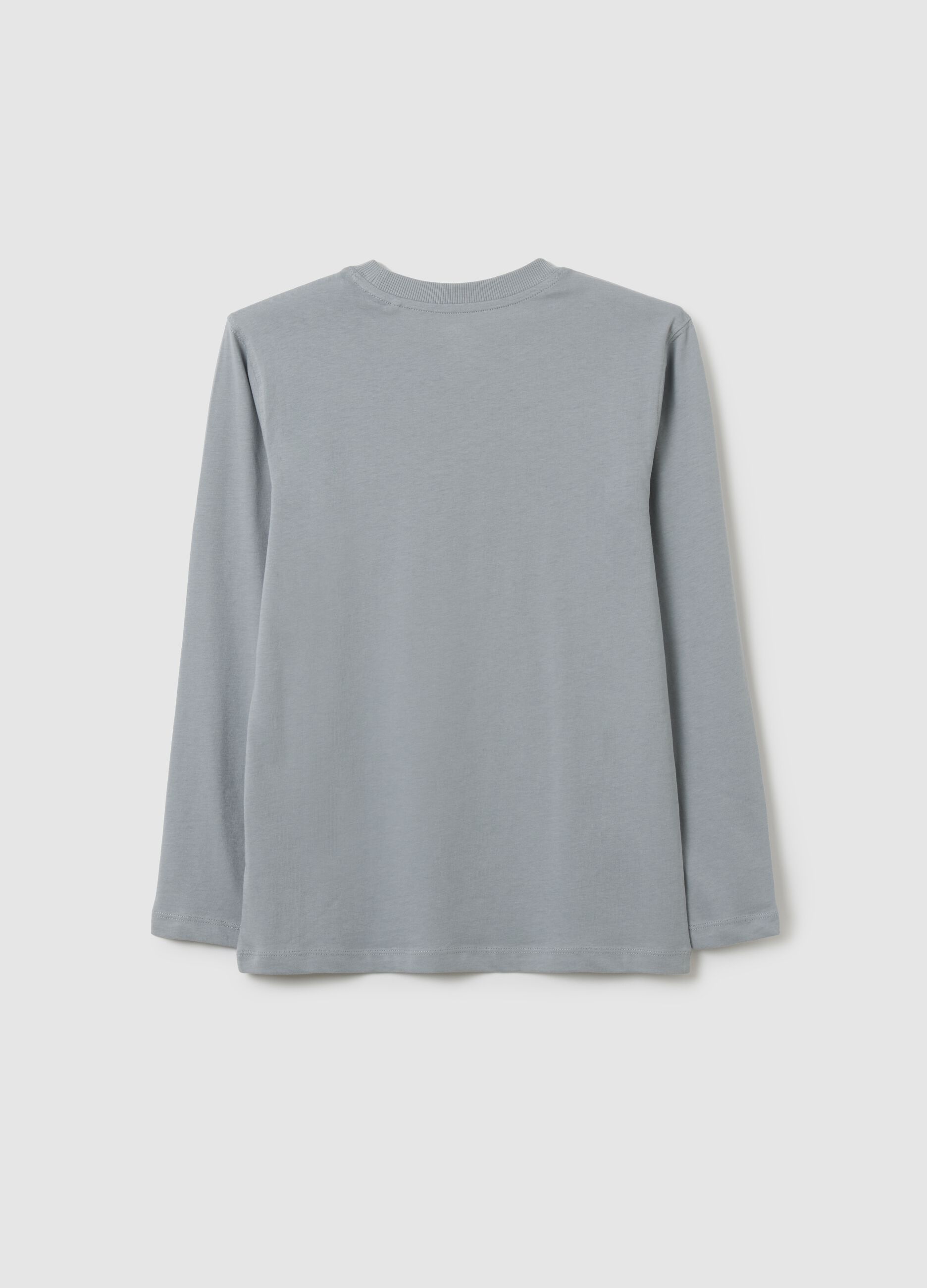 Maglietta da ragazzo in puro cotone grigia regular fit