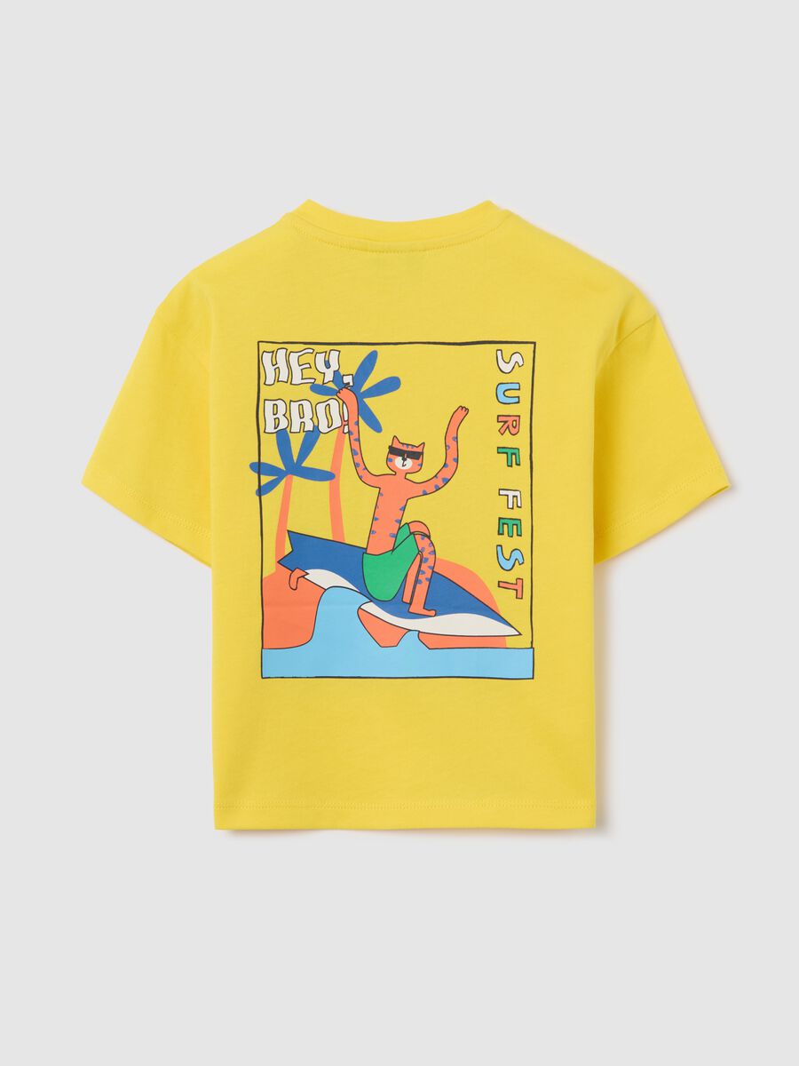 Yellow cotton T-shirt with "Surf Fest" print_1