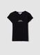 T-shirt nera in puro cotone a girocollo con scritta_4