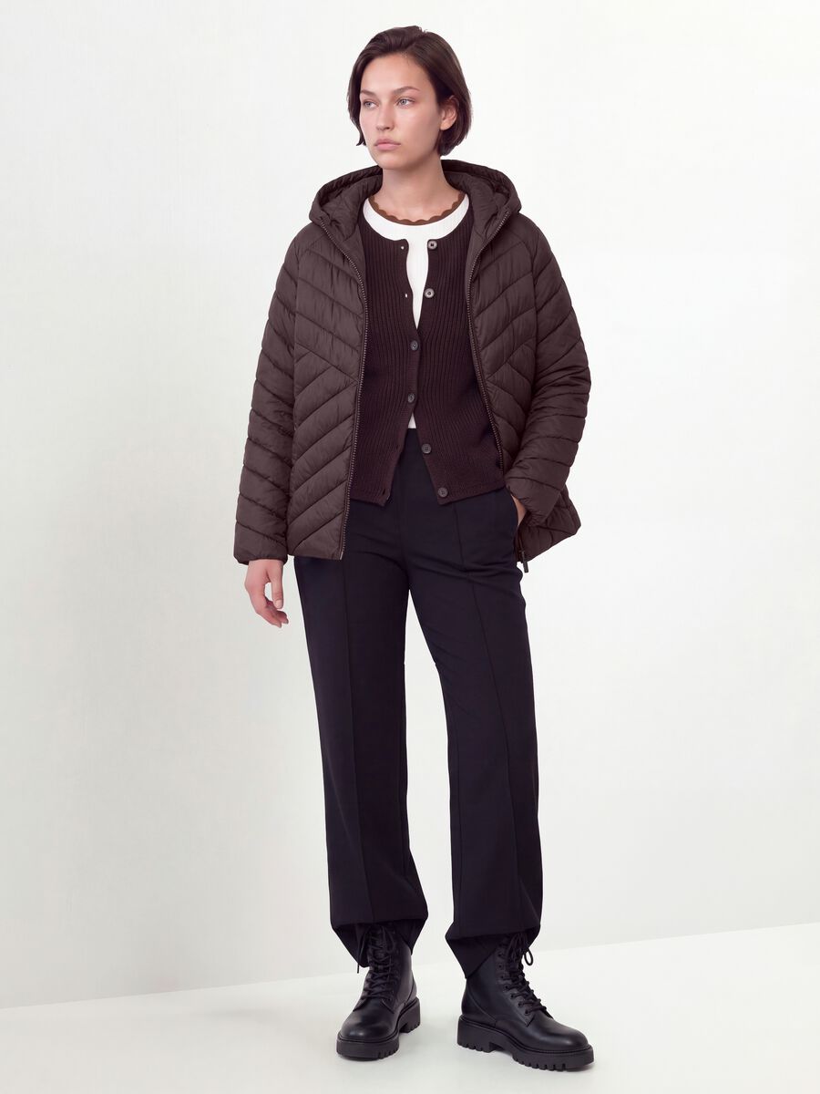Giacca Ultralight viola trapuntata con cappuccio e zip regular fit_2