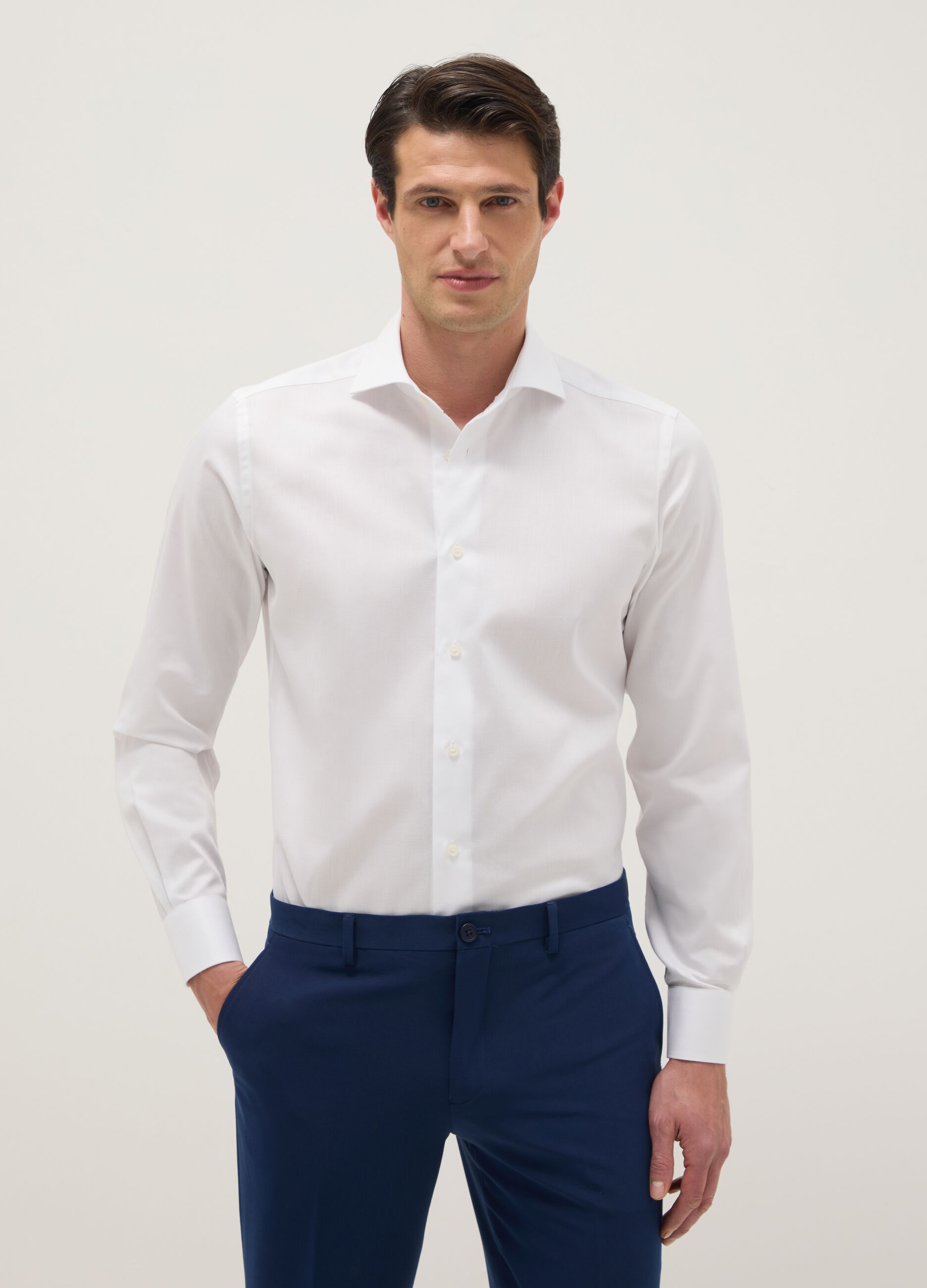 White pure cotton slim fit shirt