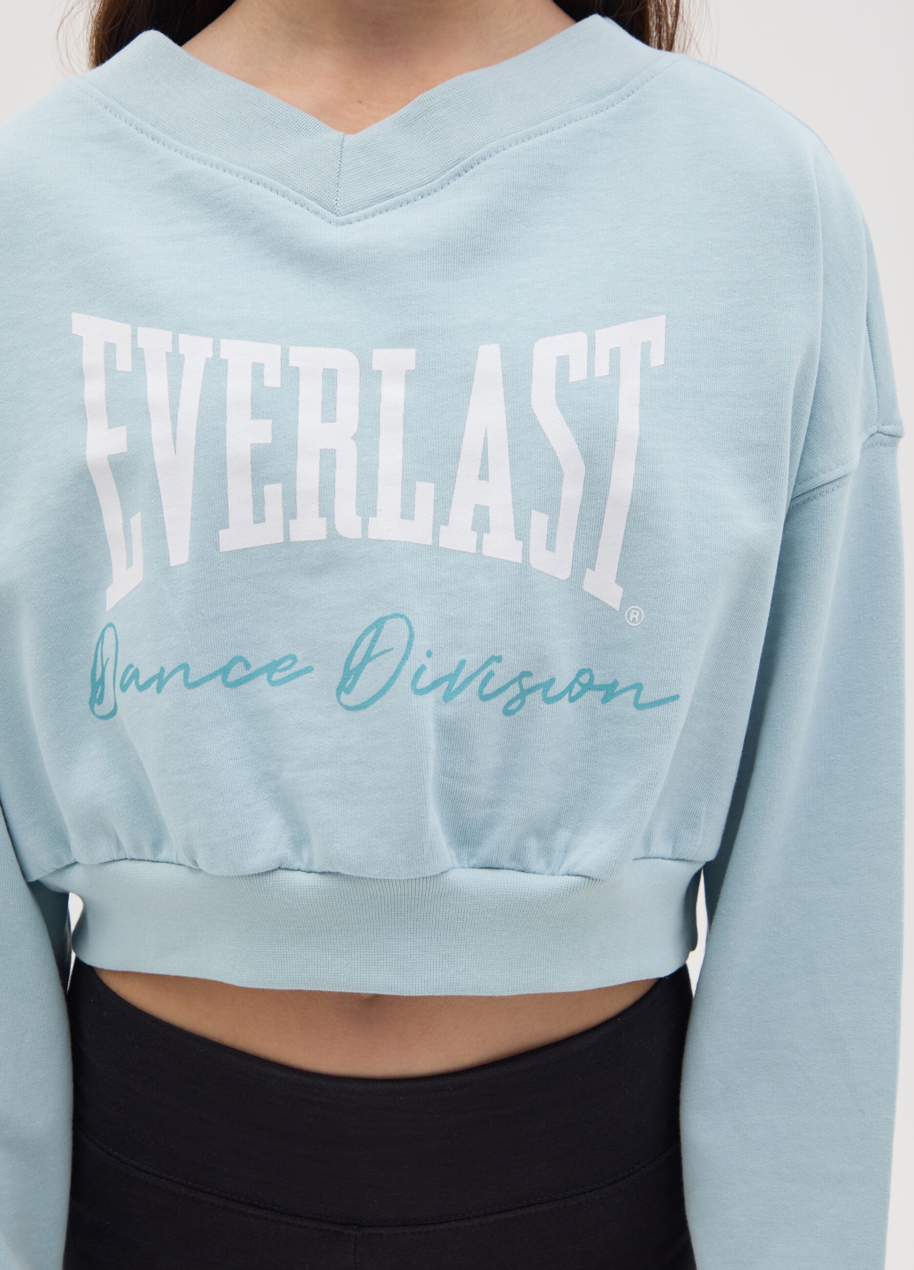 Girls’ light blue regular fit cropped sweatshirt in 100% cotton