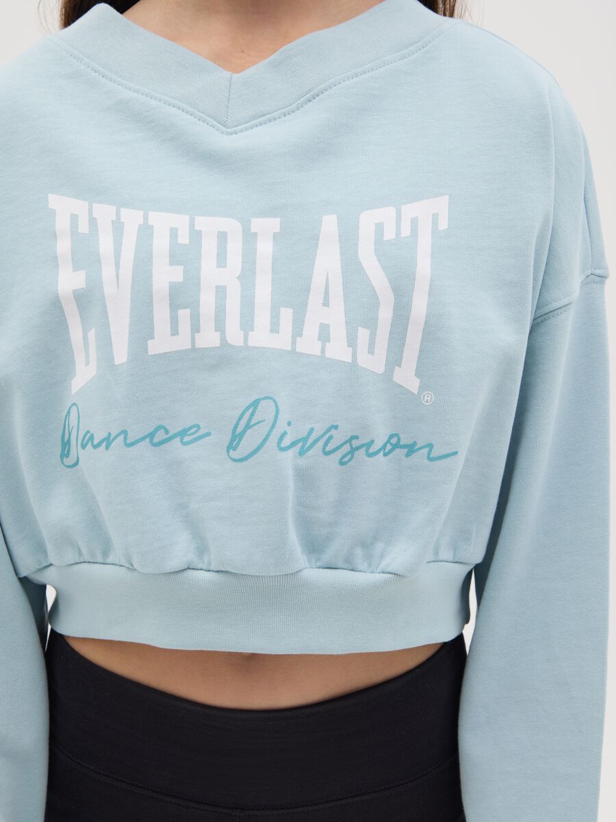 Girls’ light blue regular fit cropped sweatshirt in 100% cotton_2