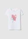White regular fit pure cotton t-shirt with print for girls_0