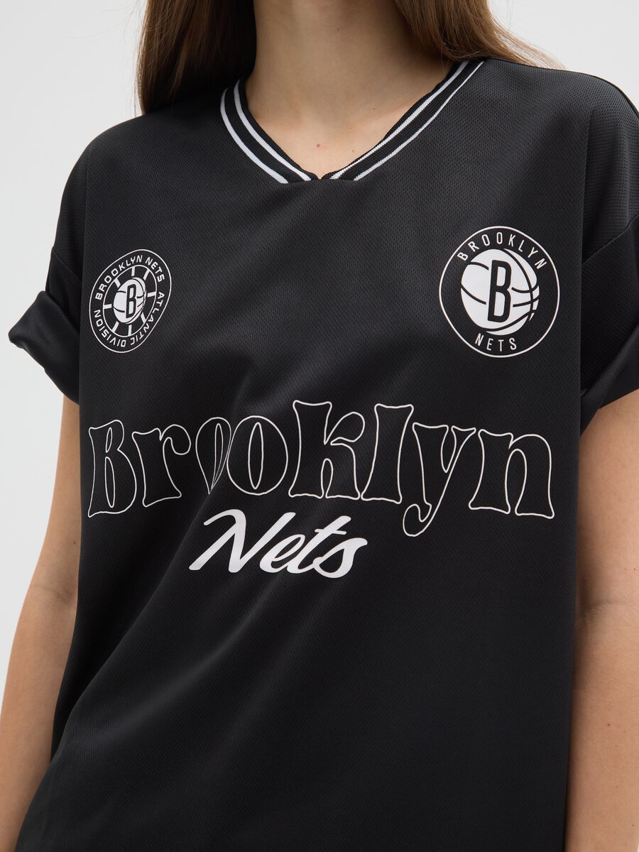 Short Sleeve Regular Fit Black T-shirt Brooklyn Nets_3