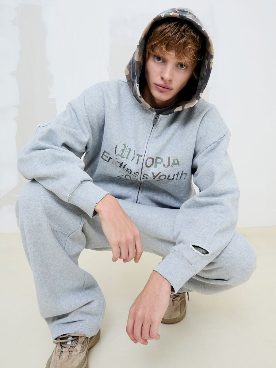 Full-zip Hoodie Sunfaded Grey & Camo_5