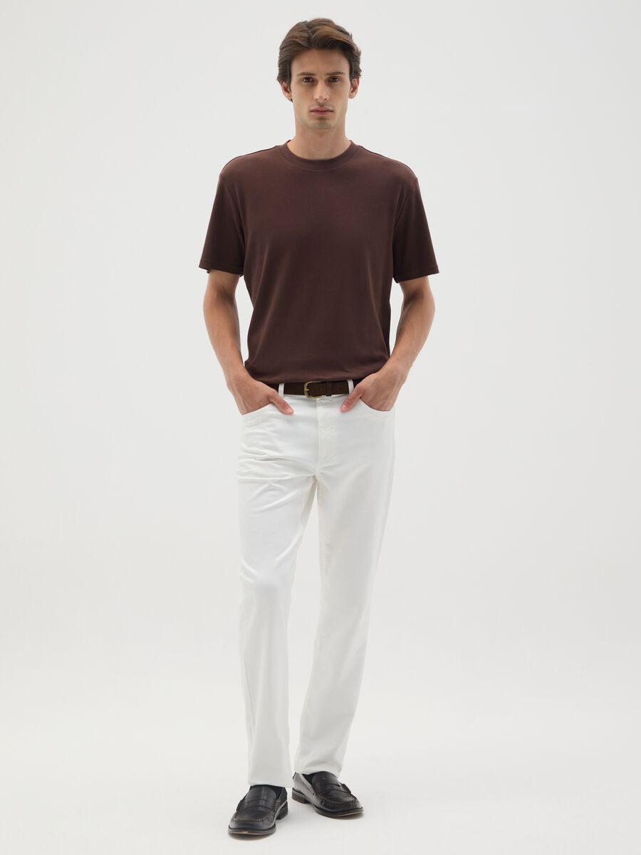 Brown pure cotton T-shirt with relaxed fit_1