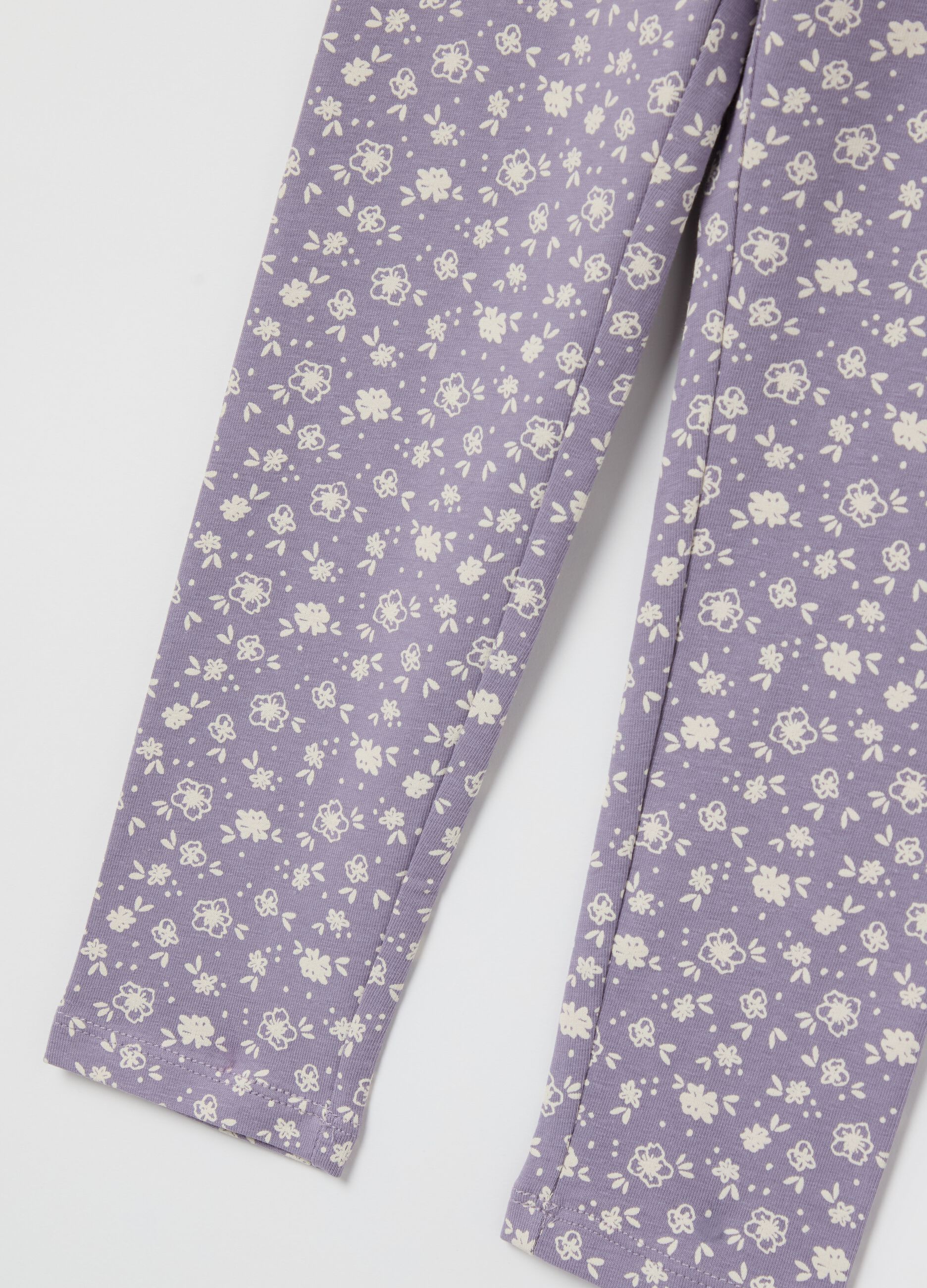 Leggings in stretch cotton with ditsy floral print