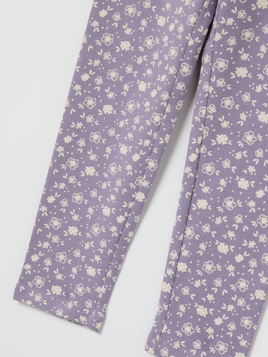 Leggings in stretch cotton with ditsy floral print_3