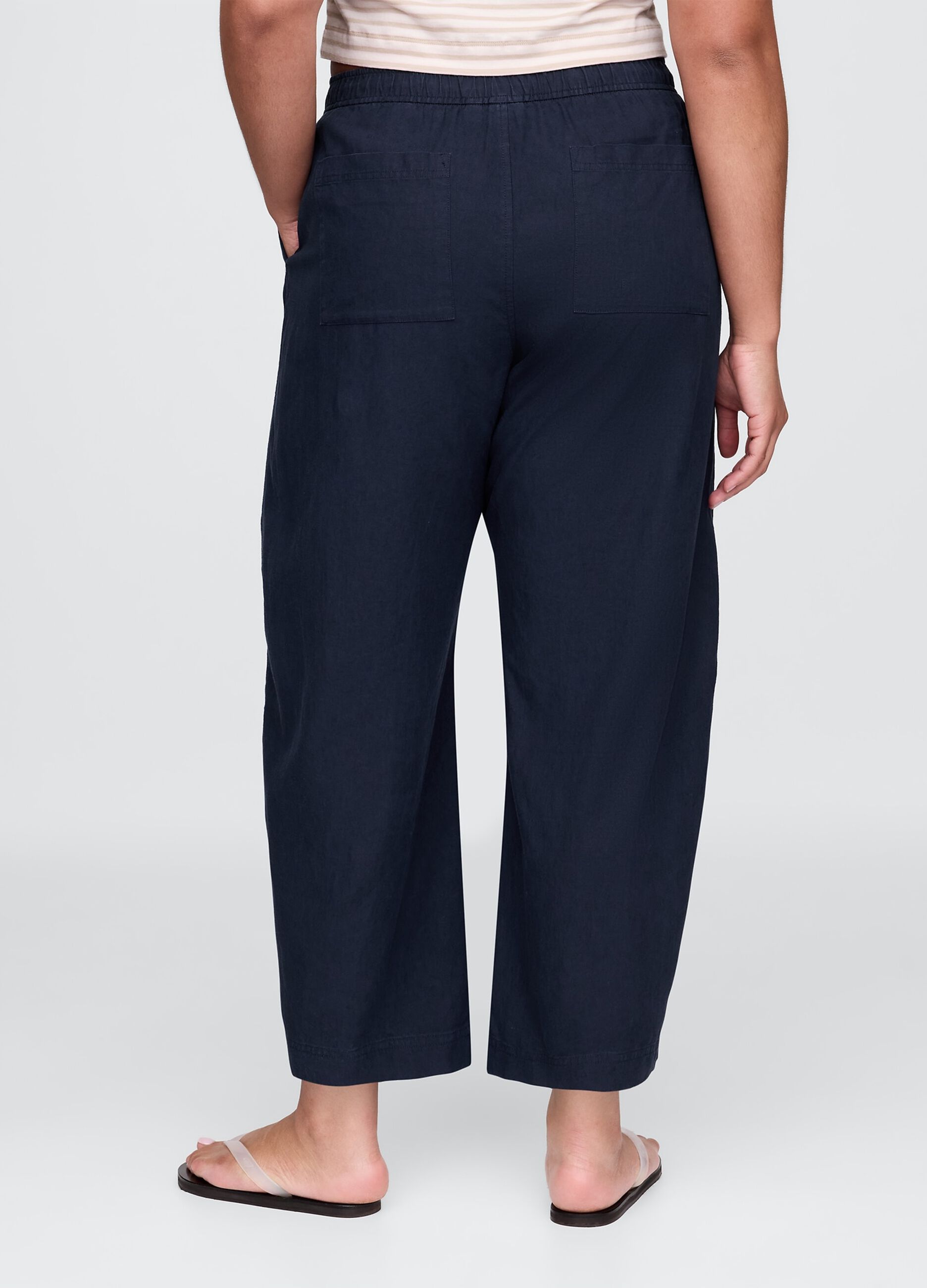 Blue wide trousers in linen and viscose