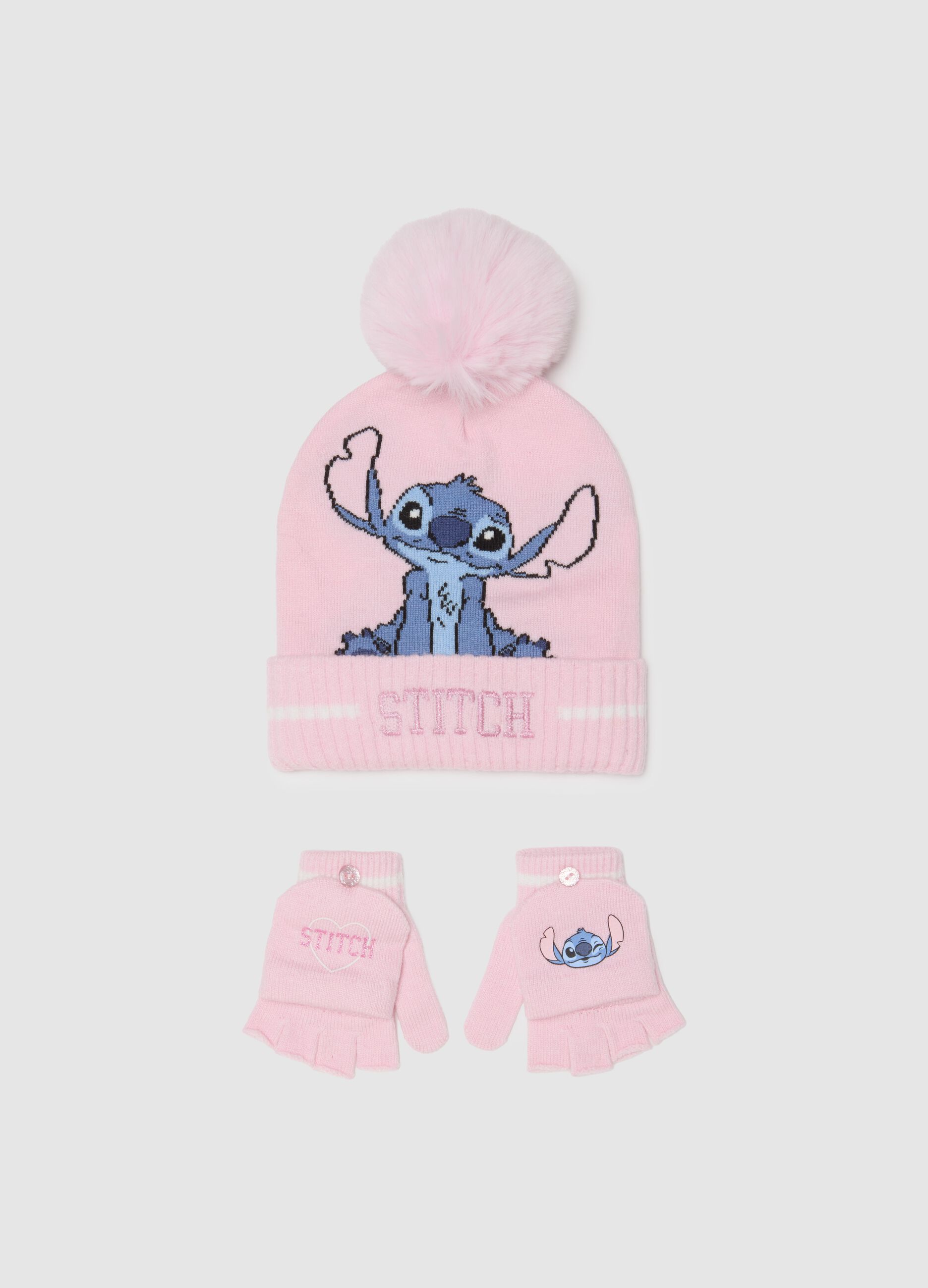 Cappello rosa bambino con dettaglio Stitch