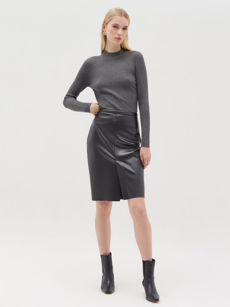 Flat ribbed top with mock neck_1