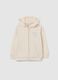 Girls' pure cotton beige regular fit hoodie with zip_0
