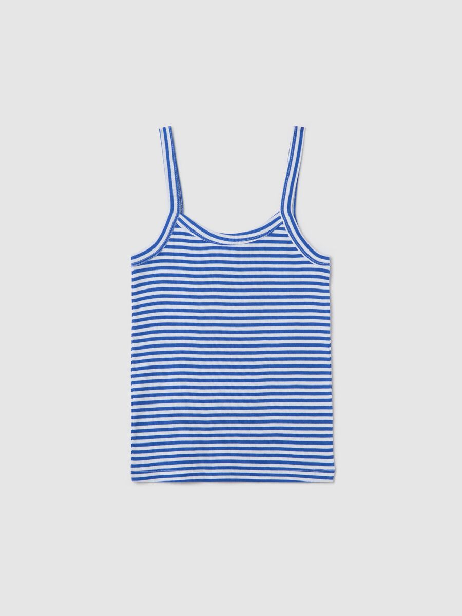 Blue and white striped cotton top_4