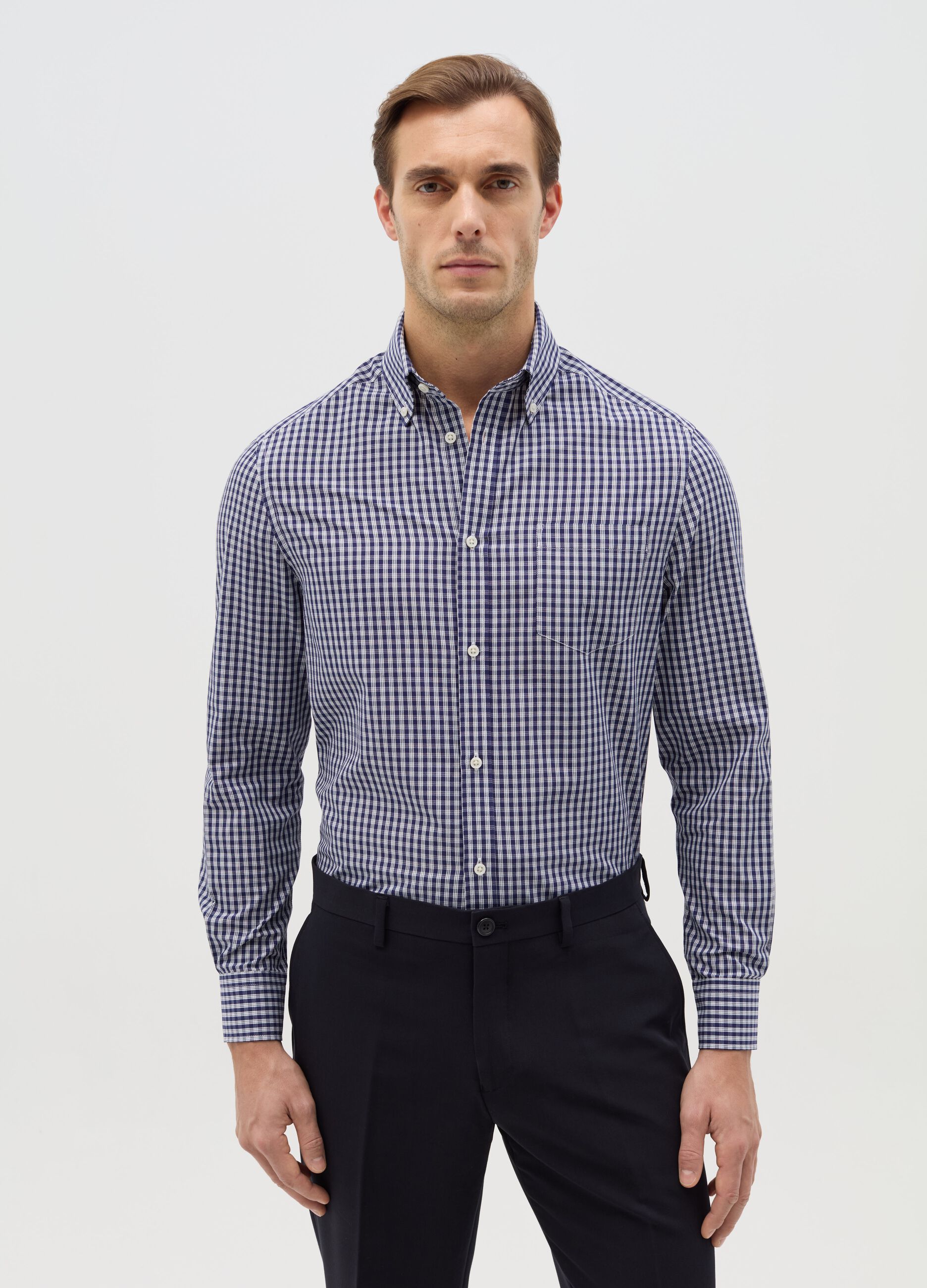 Regular-fit easy-iron check shirt
