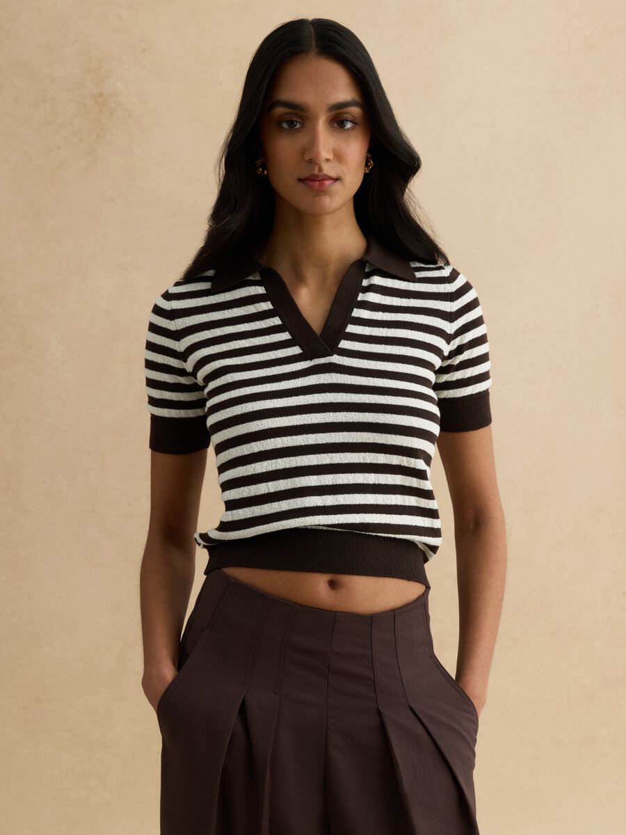 Maglione in misto cotone a righe multicolor regular fit_0