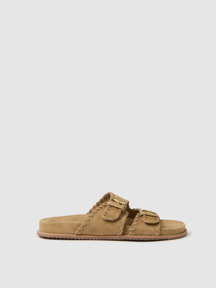 Sandali beige in vera pelle scamosciata_0