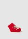 Elasticated red cotton blend baby Christmas booties_0