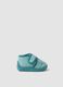 Green baby slippers with hook-and-loop fastening and embroidery_0