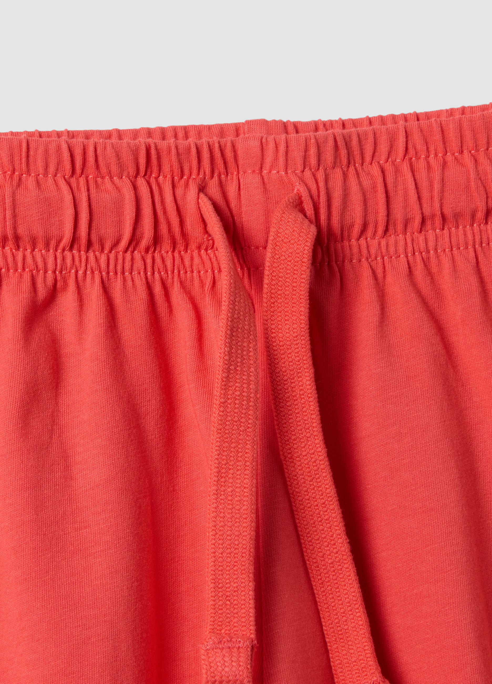 Red organic cotton shorts with elasticated waist