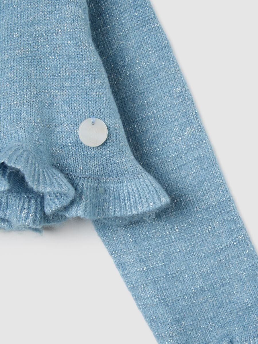 Blue baby girl cardigan with ruffle details_2
