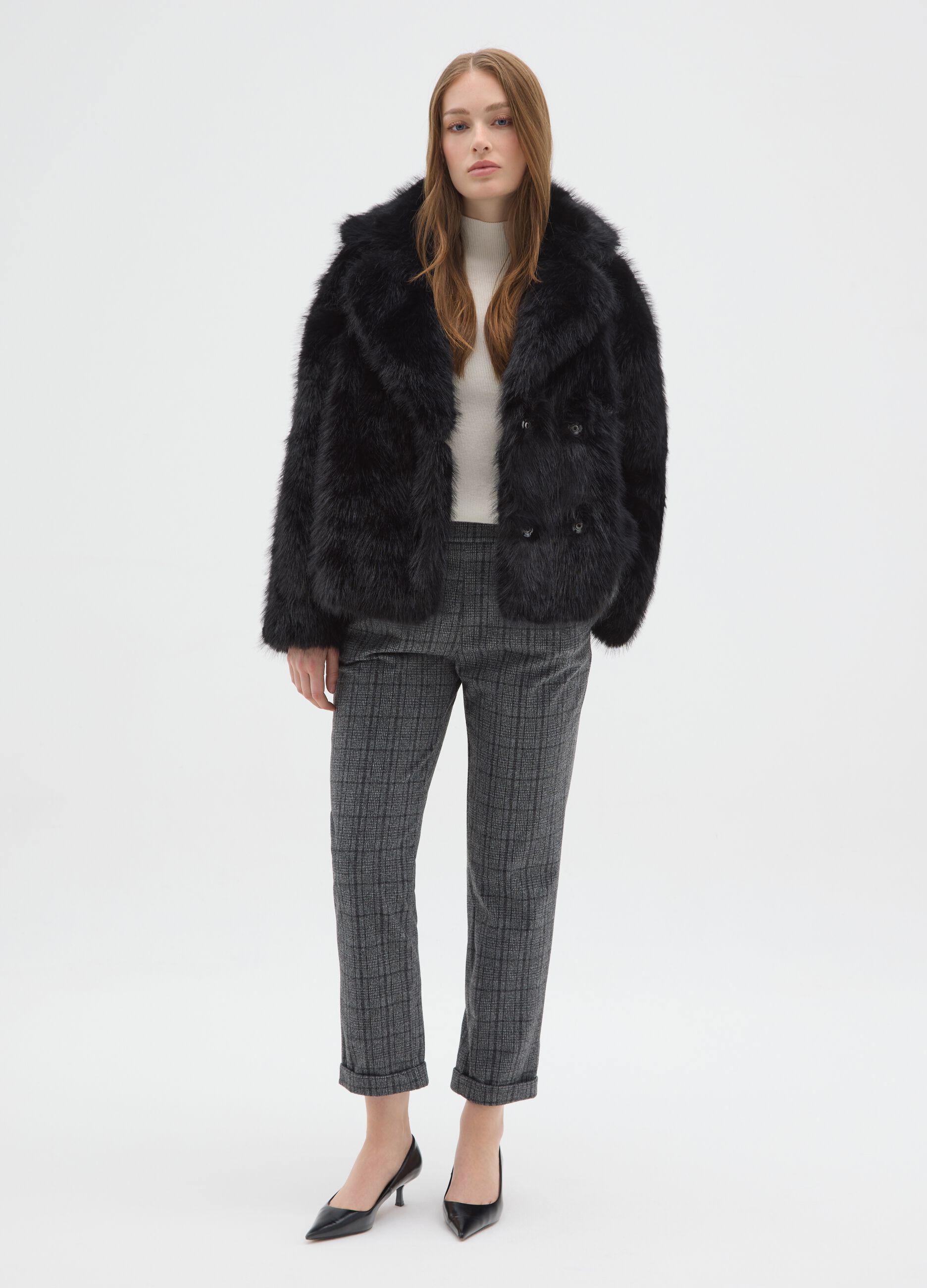 Regular fit black jacket with buttons