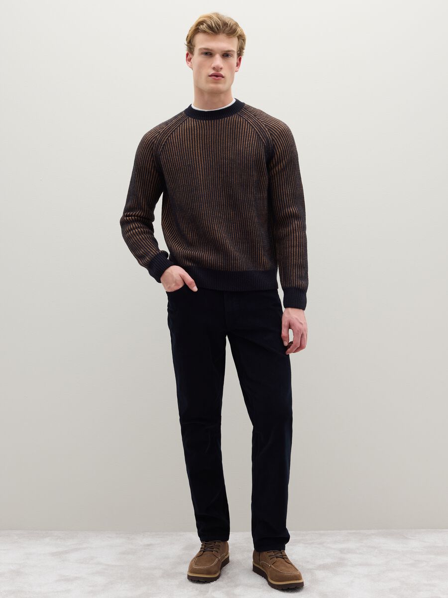 Multicolour striped regular fit knitted sweater_2