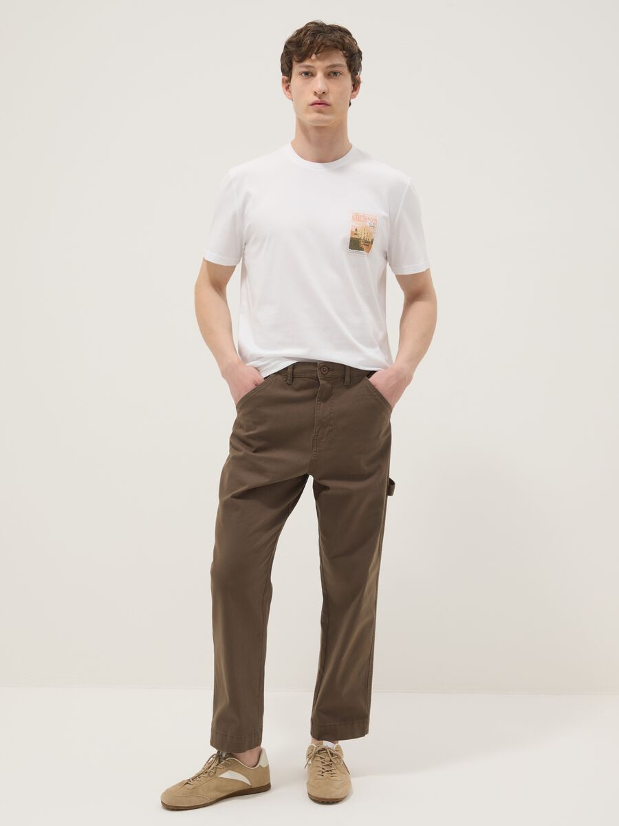 White pure cotton T-shirt with graphic print, regular fit_1