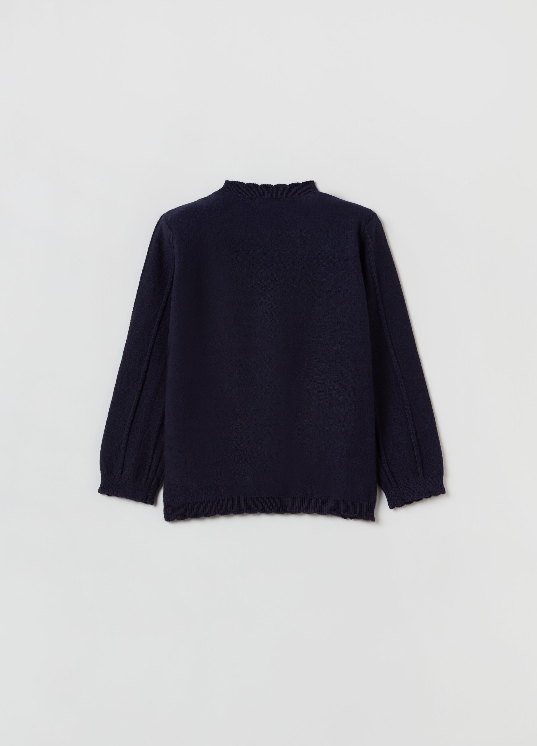 Cardigan popcorn stitch con ricamo cuoricini_1