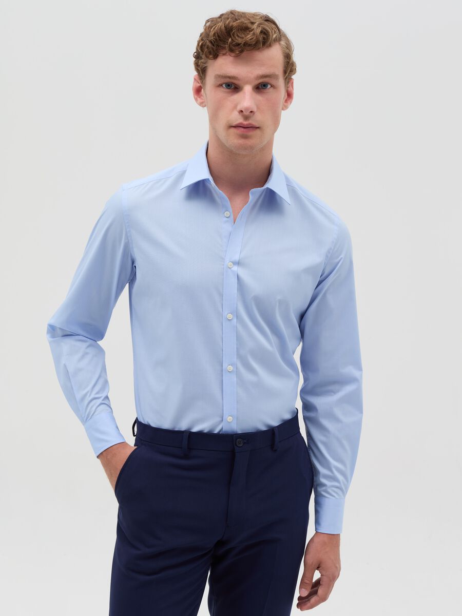 Solid colour slim fit shirt_0