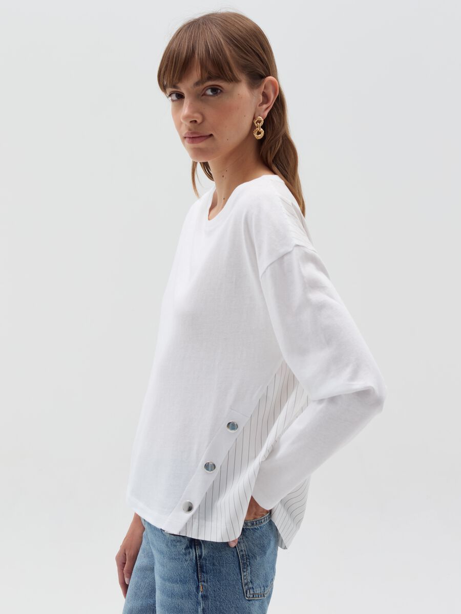 Long-sleeved T-shirt with striped inserts_1