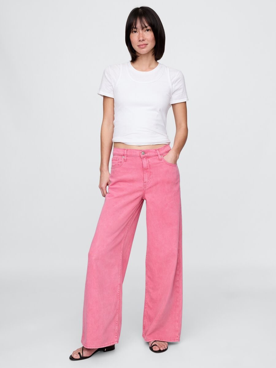 Gap Pink Denim Wide Leg Trousers_0